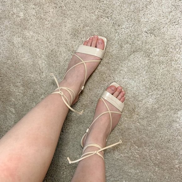 & Other Stories Croc Lace Up Heeled Sandals - Picture 7 of 9